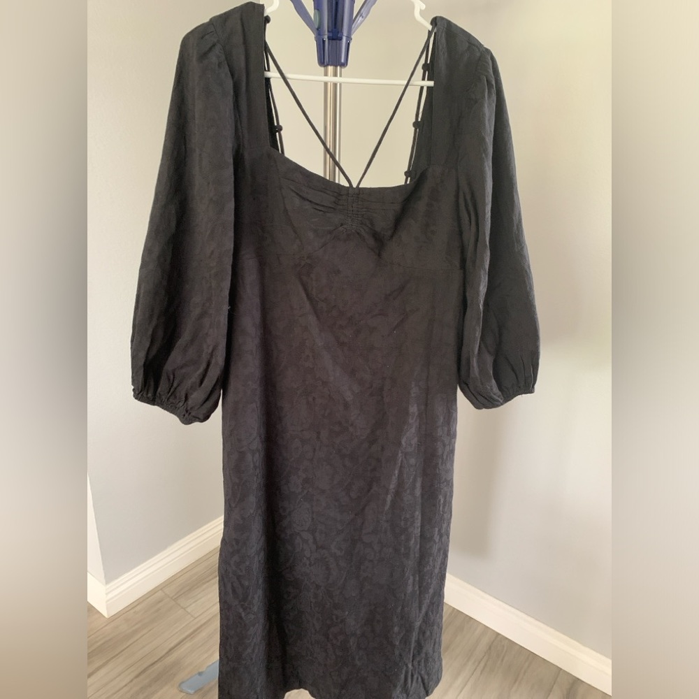 NWT Anthropologie Maeve Low-Back Midi Black Dress Size 2